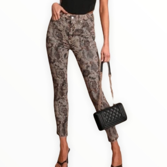 Free People High Rise Skinny Jeans Two Faced Snakeskin sz 24   FP1006 - Picture 2 of 6